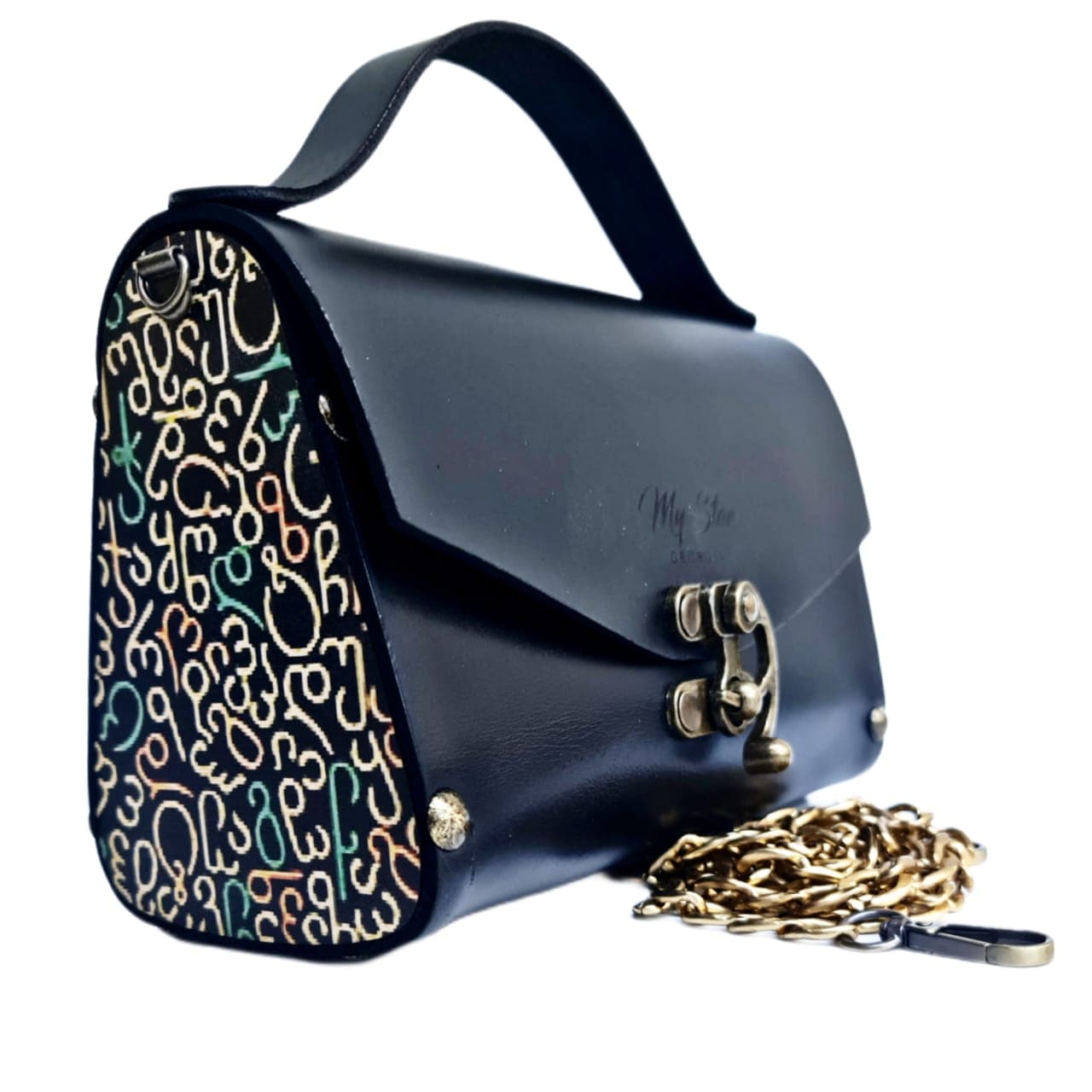 Black Bag with Painted Alphabet
